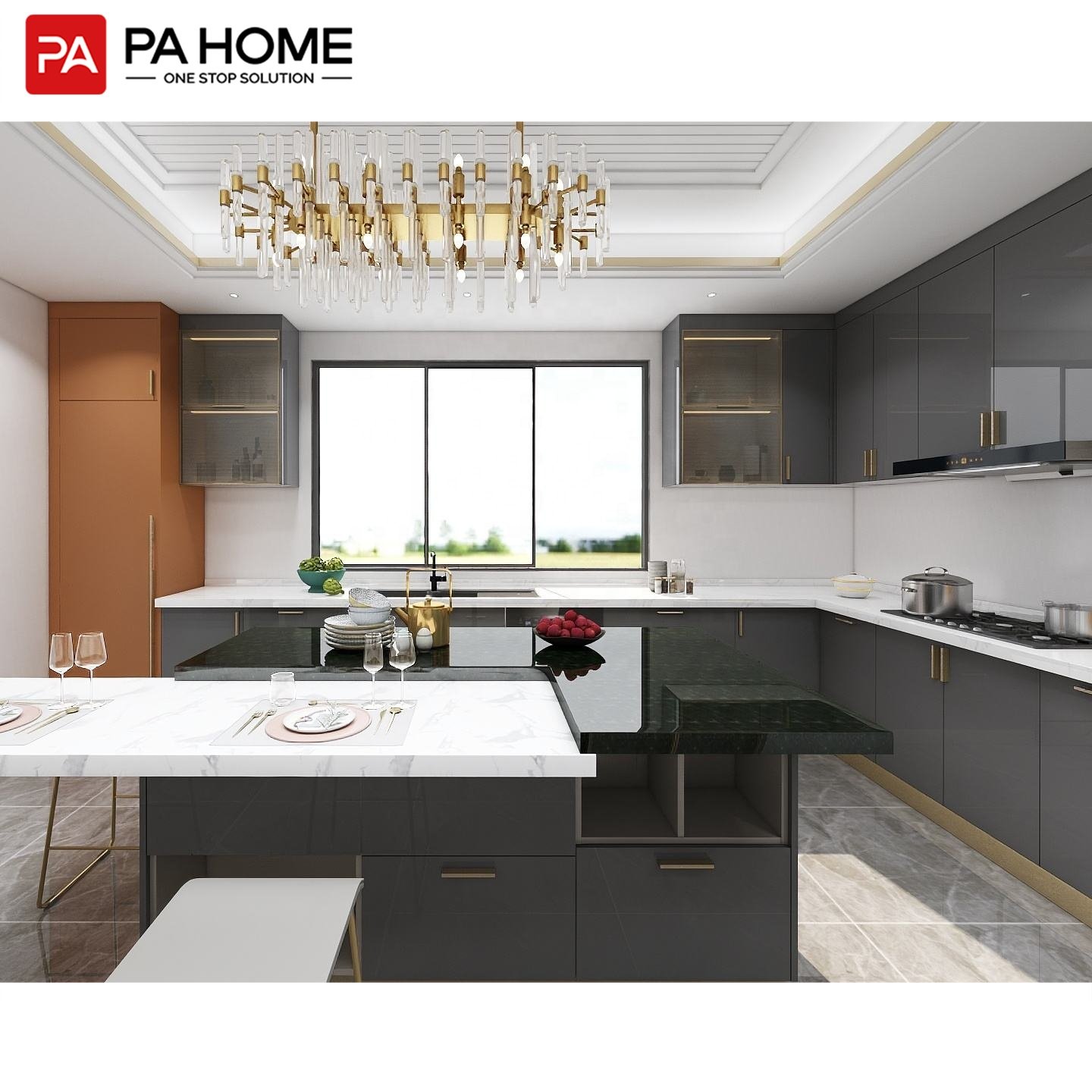 PA modern design ready to assemble frameless lacquer kitchen cabinet