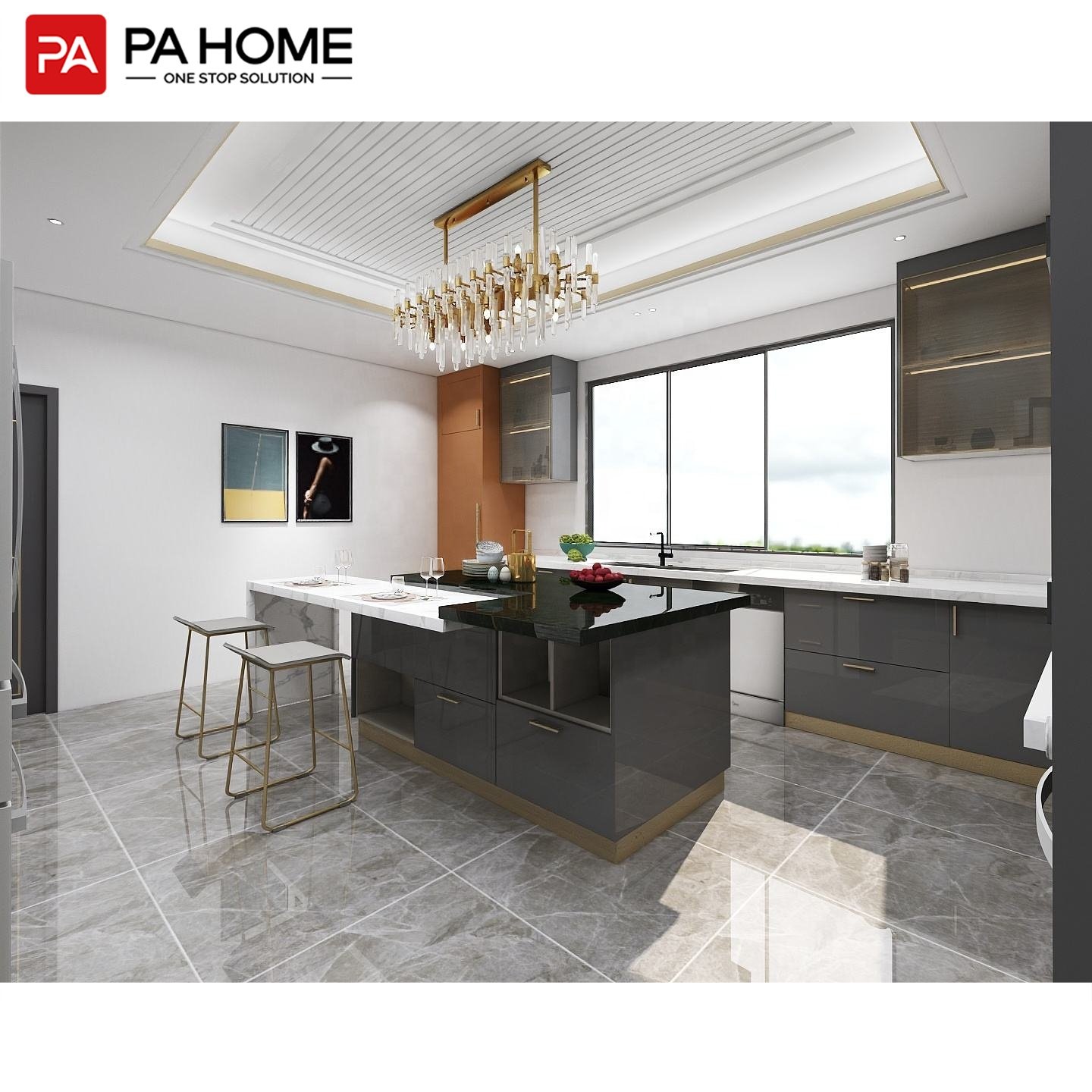 PA modern design ready to assemble frameless lacquer kitchen cabinet