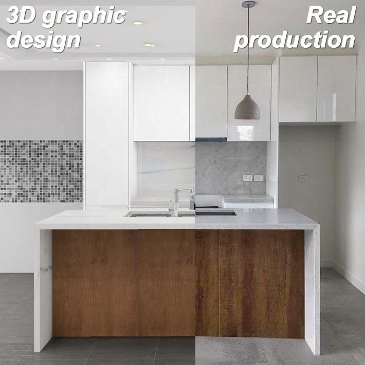 PA modern design ready to assemble frameless lacquer kitchen cabinet