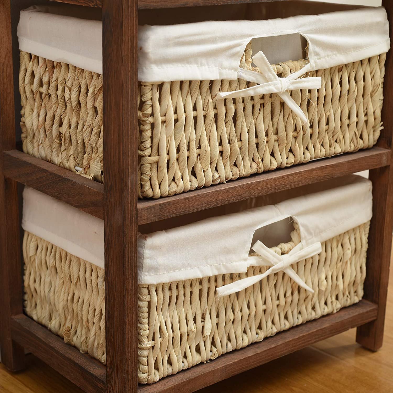 Creative drawer cabinet and worn and retro straw storage basket, suitable for living room and bathroom