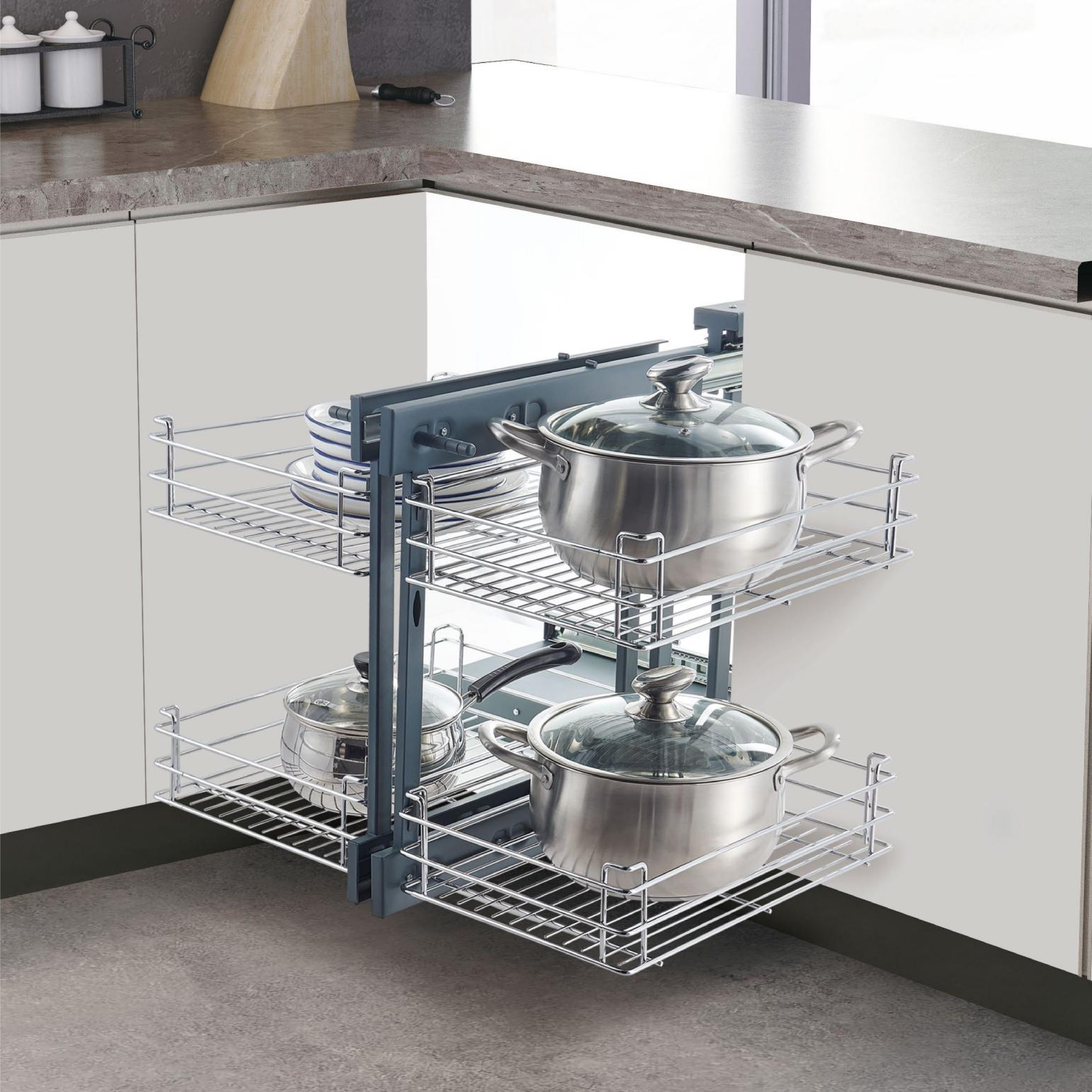 ComSol Pantry Cabinet Storage Organizer Kitchen Modern Pull Out Cabinet Organizer Extendable Kitchen Accessories