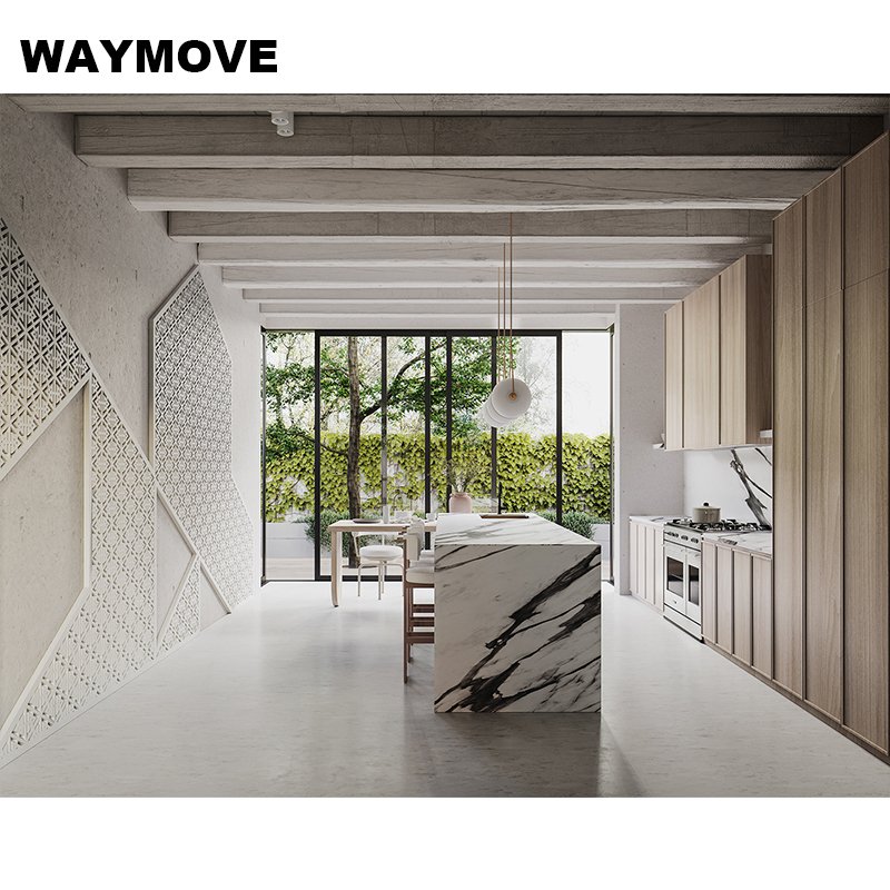 WAYMOVE Modern Designs Modular Kitchen Cabinets with Kitchen Island Table Contemporary Kitchen Furniture