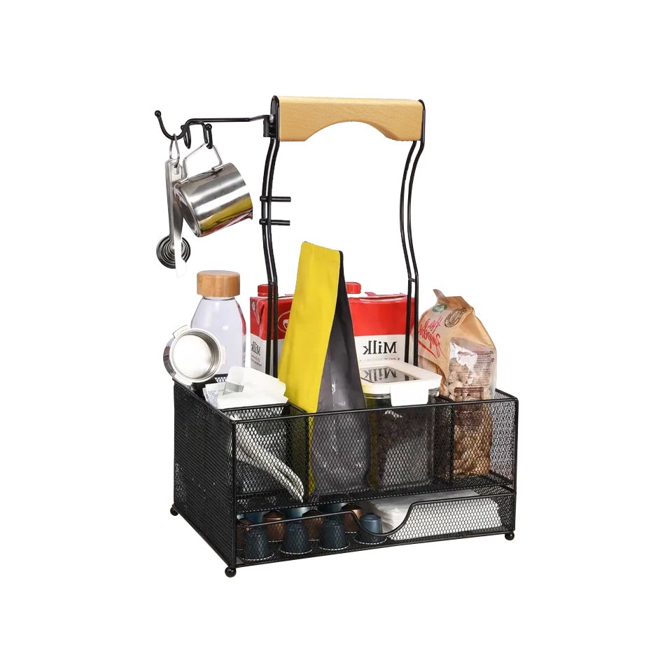 Portable BBQ Caddy with Drawer and Paper Towel Holder Grill Utensil Organizer Picnic Condiment Caddy