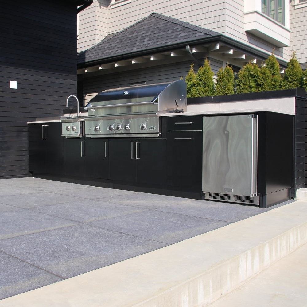 VERMONHOUZZ Factory Direct Black Stainless Steel BBQ Outdoor Kitchen Cabinets Bbq Island grill cabinets