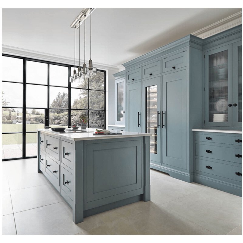 CBMmart Made in china factory high quality usa blue shaker style solid wood kitchen cabinet set