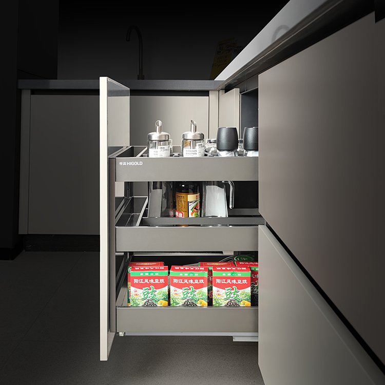 2 Pcs Pull-Out Wire Baskets Kitchen Base Larder Units Storage Organiser Rack Cabinet Pull-Out 2-Tier Bowl Dish Rack Pull Basket
