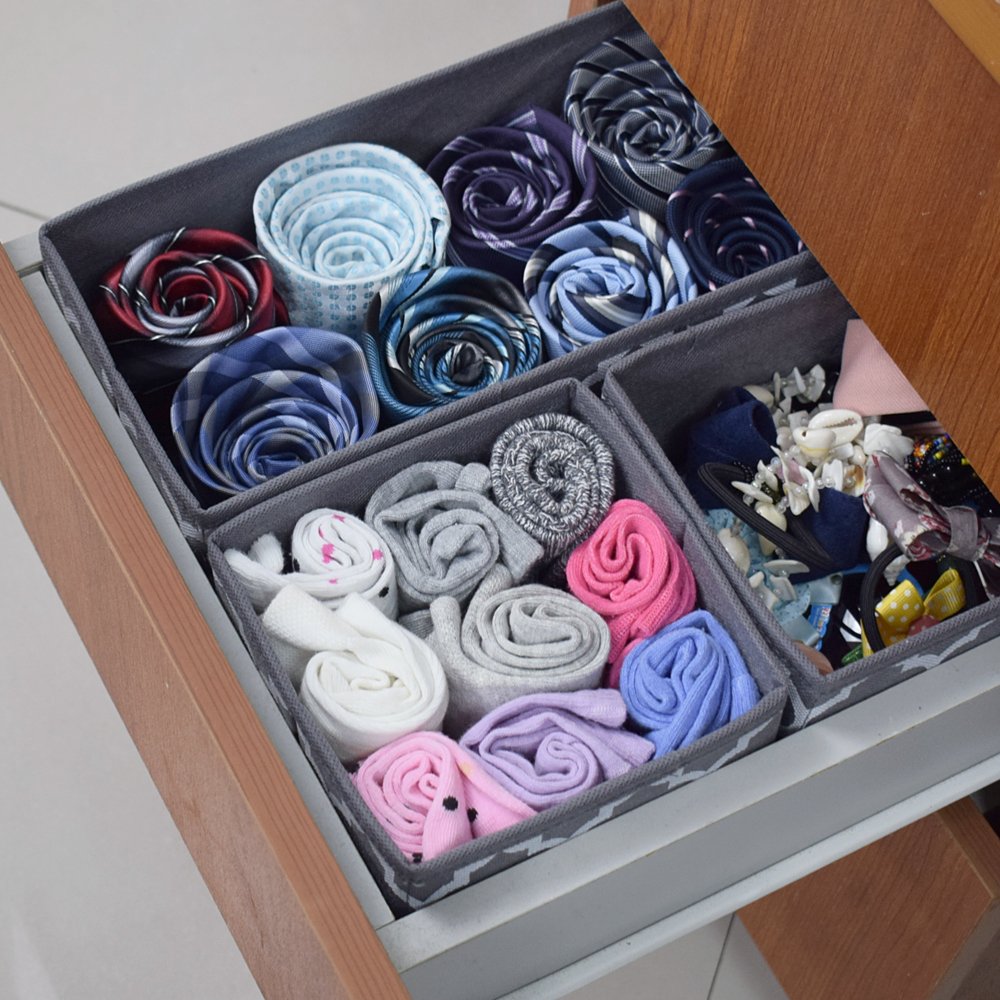 Foldable Cloth Storage Box Closet Dresser Drawer Organizer Fabric Baskets Bins Containers Divider Underwear Storage Box