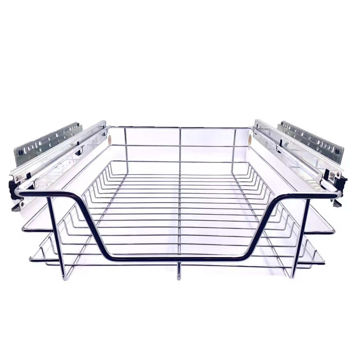 CY-205 Flat Basket Kitchen Cabinet Pull Out Iron Storage 4 Sides Kitchen Organizer Modern Kitchen Drawer Sliding Basket Cabinet