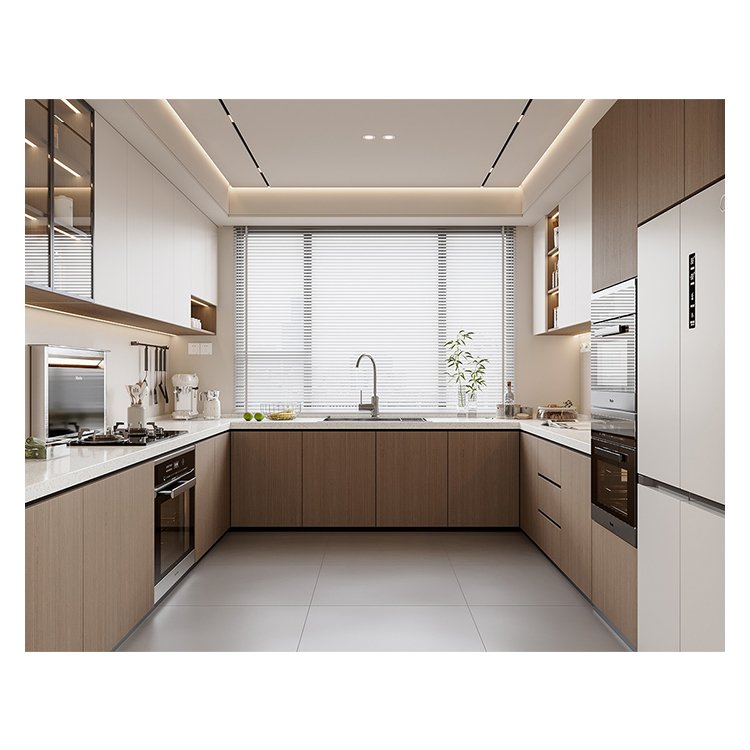 Custom Modern MDF Indoor Kitchen Cabinet Built-In Wood Modular Plywood Cupboard Complete Set rta from Furniture Manufacturer