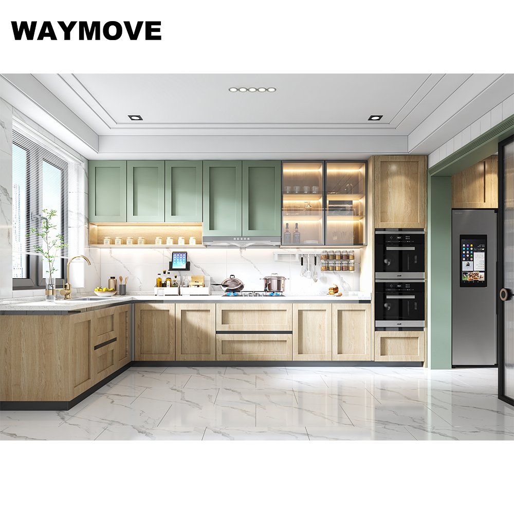WAYMOVE Modern Complete Kitchen Furniture PVC Hanging Cabinets Lacquer Acrylic Door Panels Sink Hinge Drawer Slide Accessories