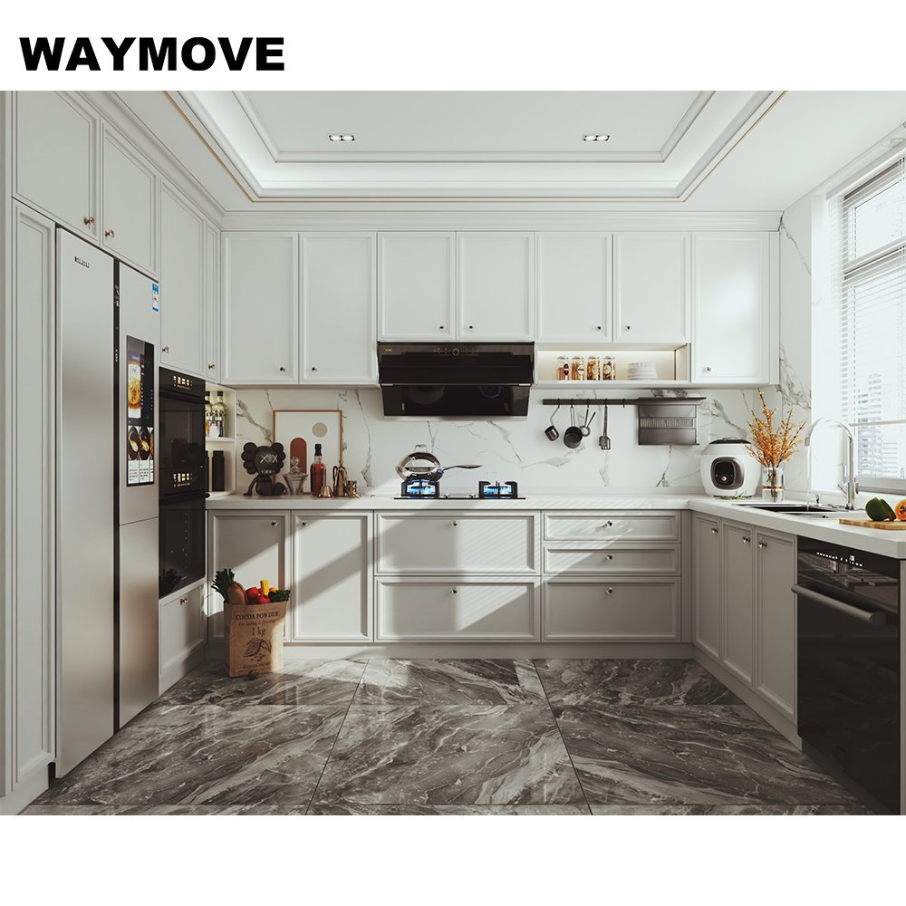 WAYMOVE Modern Complete Kitchen Furniture PVC Hanging Cabinets Lacquer Acrylic Door Panels Sink Hinge Drawer Slide Accessories