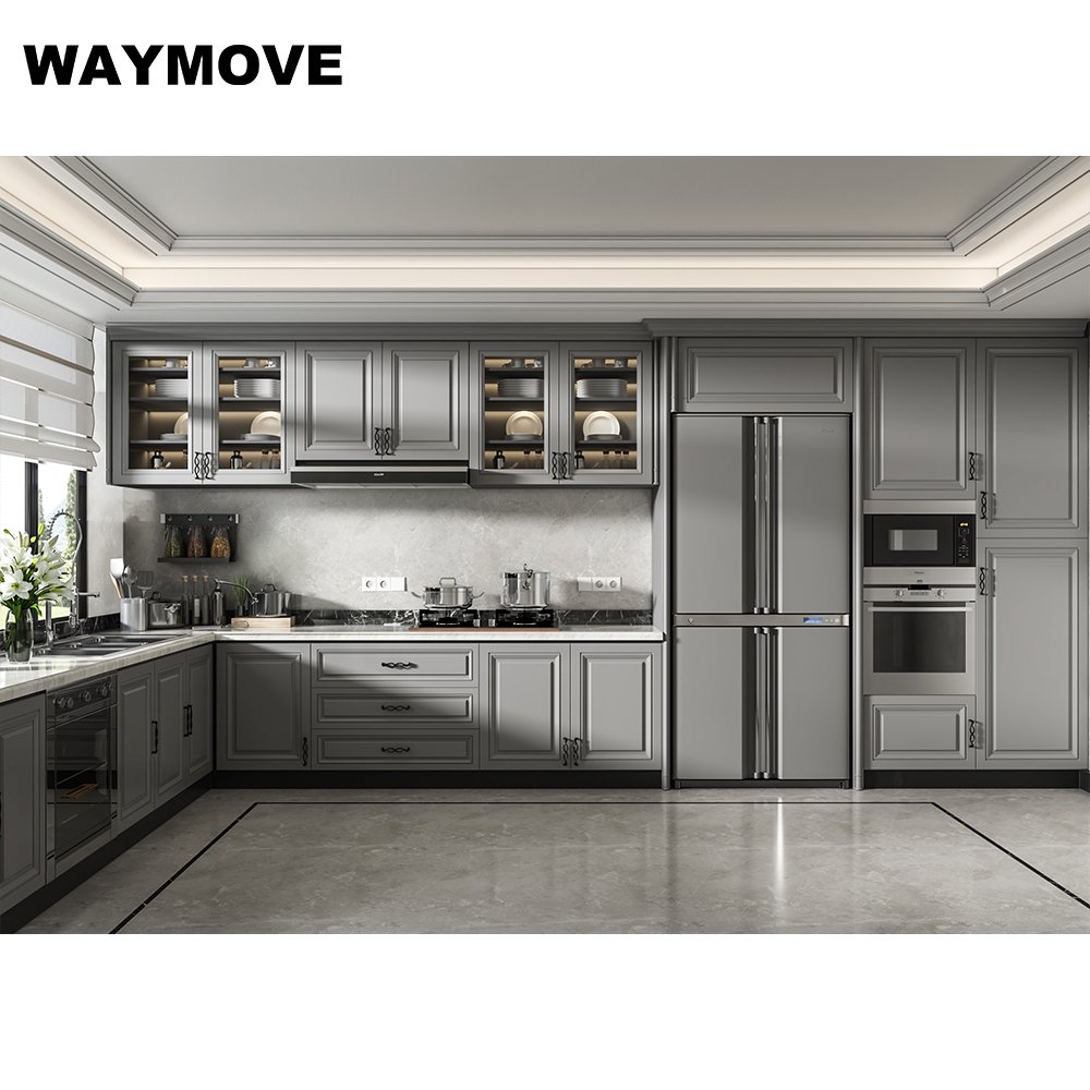 WAYMOVE Modern Complete Kitchen Furniture PVC Hanging Cabinets Lacquer Acrylic Door Panels Sink Hinge Drawer Slide Accessories
