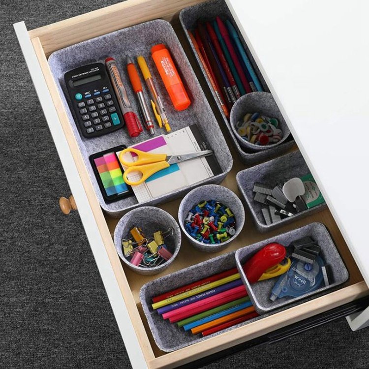 Customized Multi-function Home felt Storage Basket Felt Tray drawer organizer for office supplies