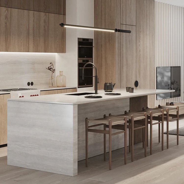 Whole Set High Glossy White Melamine Kitchen Design Island Countertop Assemble Kitchen Cabinet