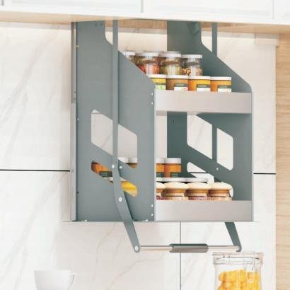 TKK Kitchen Wall Mounted Cabinet High-Quality Lifting Frame Tableware Food Storage Stainless Steel Pull-Down Basket