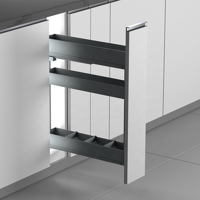 Kitchen cabinet accessories organizer pull out basket multi function side organizer storage seasoning 3 tiers basket