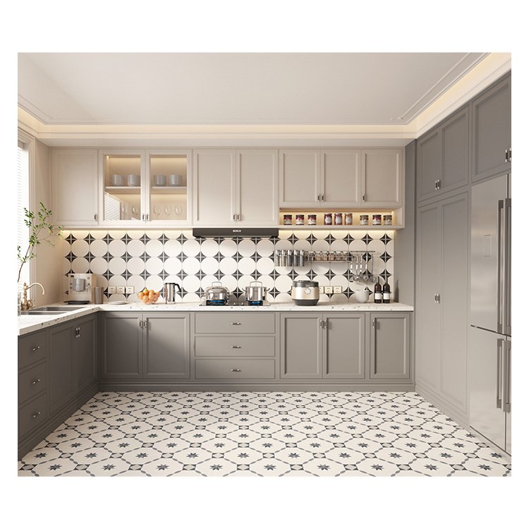 Custom kitchen cabinet modern French indoor built-in wood shaker cupboard set whole house customization furniture manufacturer