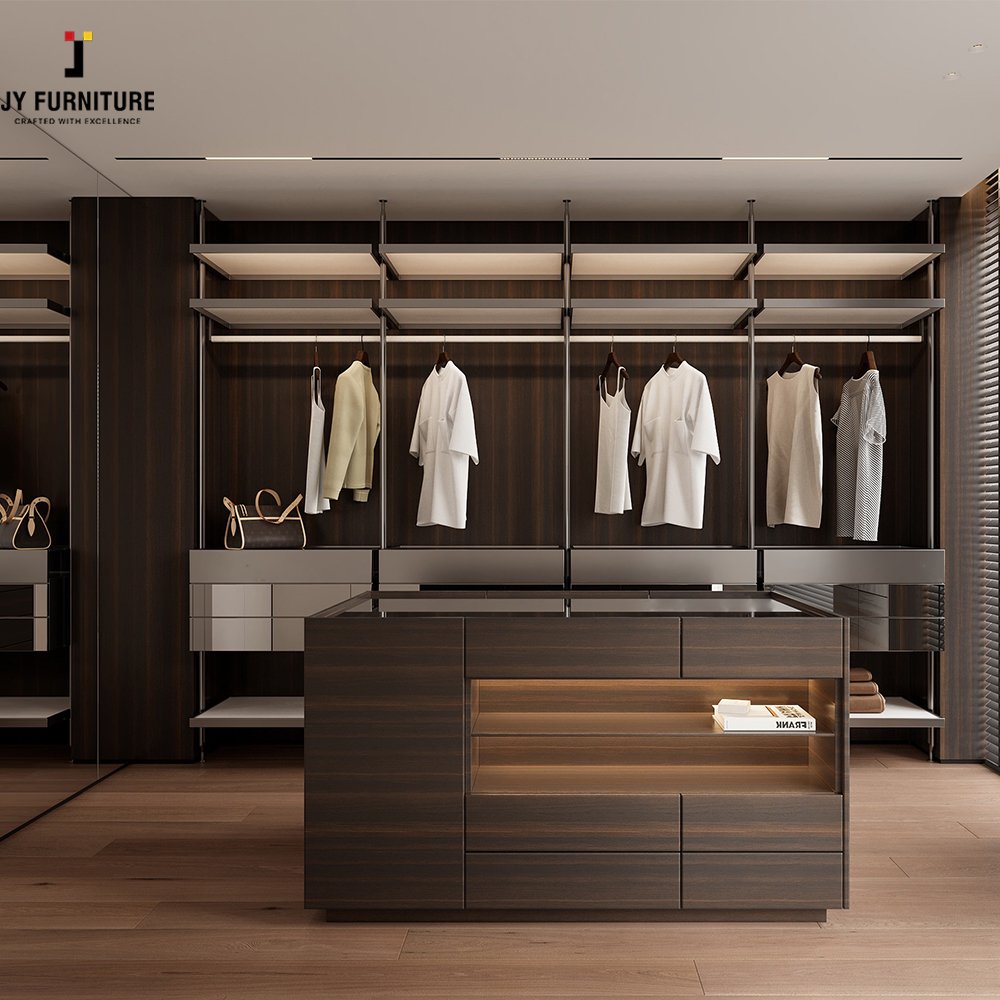 JY Hardwood Bedroom Furniture Modern Sliding Door Customized Design Hardwood Wardrobes From Viet Nam