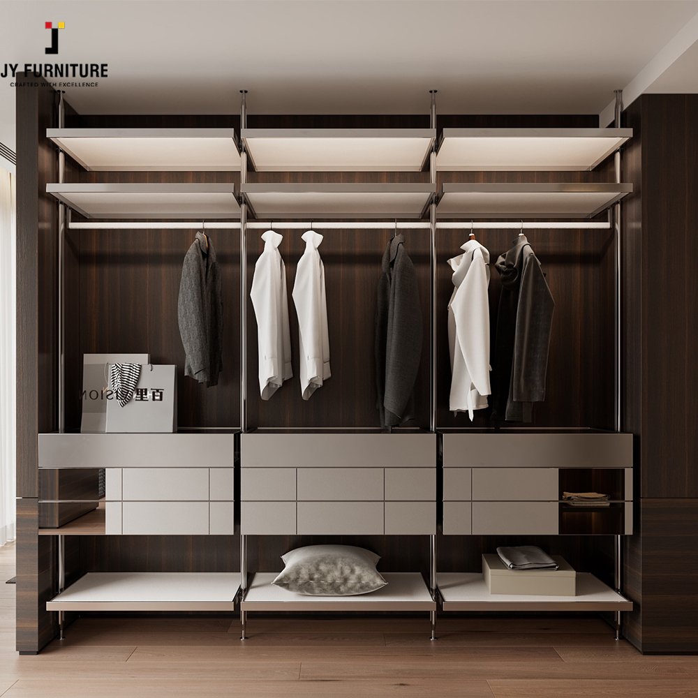 JY Hardwood Bedroom Furniture Modern Sliding Door Customized Design Hardwood Wardrobes From Viet Nam