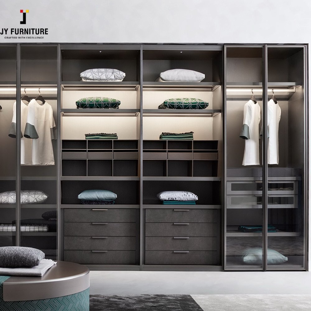 JY Hardwood Bedroom Furniture Modern Sliding Door Customized Design Hardwood Wardrobes From Viet Nam