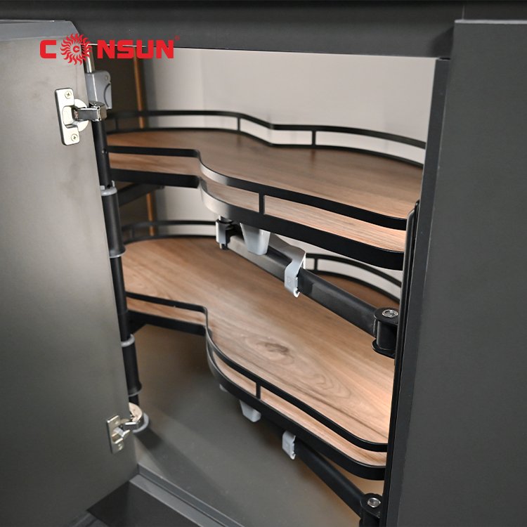 Kitchen Cabinet Storage Magic Corner Swing Tray Pull Out Two Layer Blind Corner Organizer Carton Box Modern Kitchen Basket