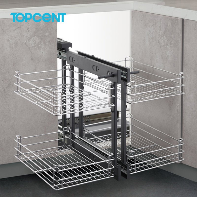 TOPCENT Kitchen Cabinet Soft Close Closing Pull Out Little Monster Shelf Drawer Storage Basket Magic Corner