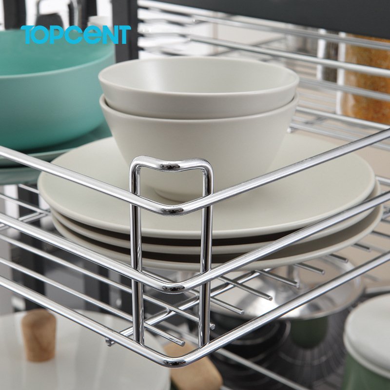 TOPCENT Kitchen Cabinet Soft Close Closing Pull Out Little Monster Shelf Drawer Storage Basket Magic Corner