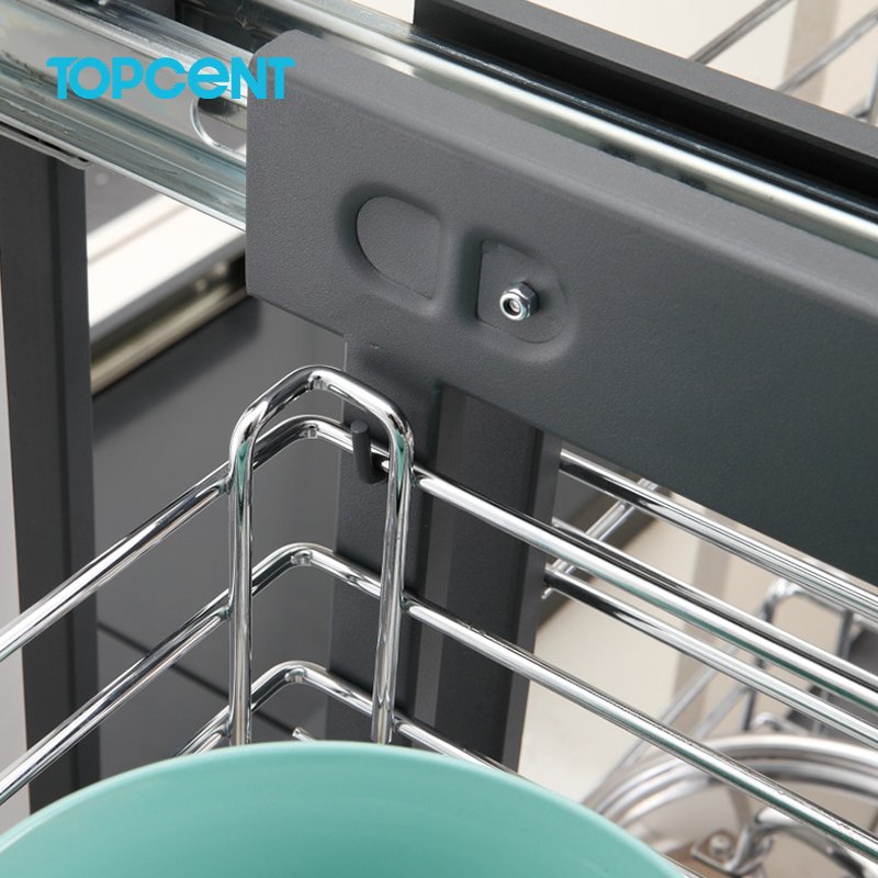 TOPCENT Kitchen Cabinet Soft Close Closing Pull Out Little Monster Shelf Drawer Storage Basket Magic Corner
