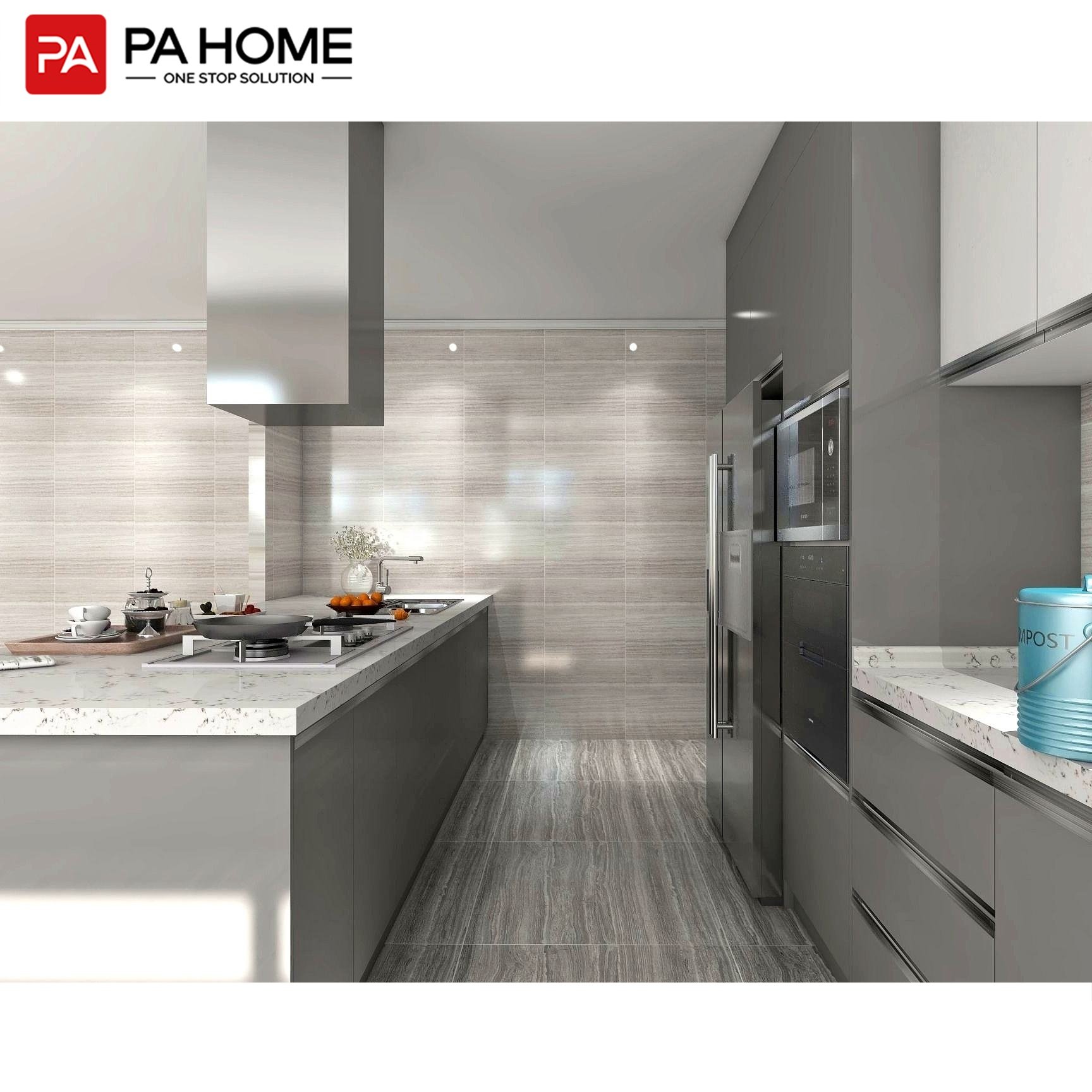 PA ready to assemble modern lacquer gray glossy kitchen cabinets