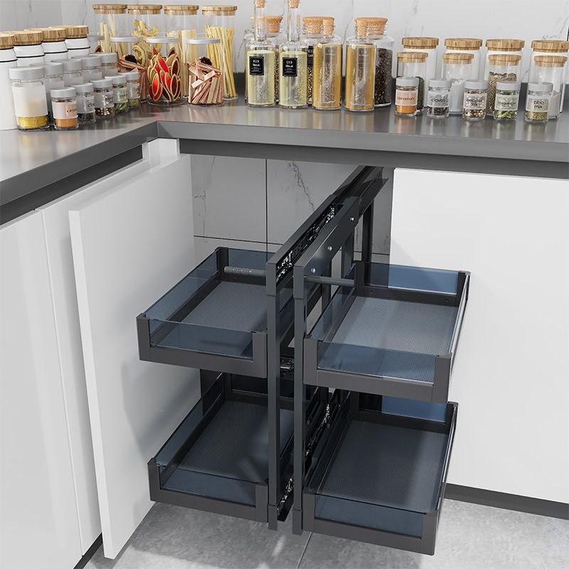 Unique Design Kitchen Cabinet Soft Close Closing Pull Out Little Monster Shelf Drawer Storage Basket Magic Corner basket