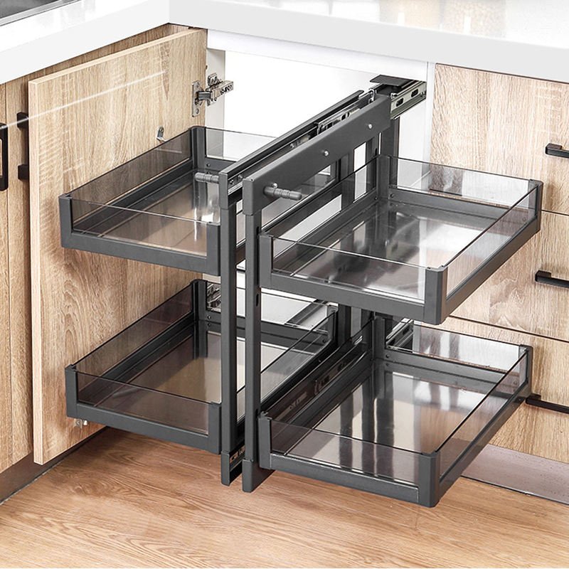 Unique Design Kitchen Cabinet Soft Close Closing Pull Out Little Monster Shelf Drawer Storage Basket Magic Corner basket