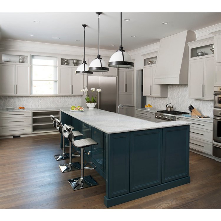 Wholesale Custom Kitchen Cabinet MDF Plywood Solid Wood Modular Kitchen Furniture White Shaker Door Solid Wood Kitchen Cabinet