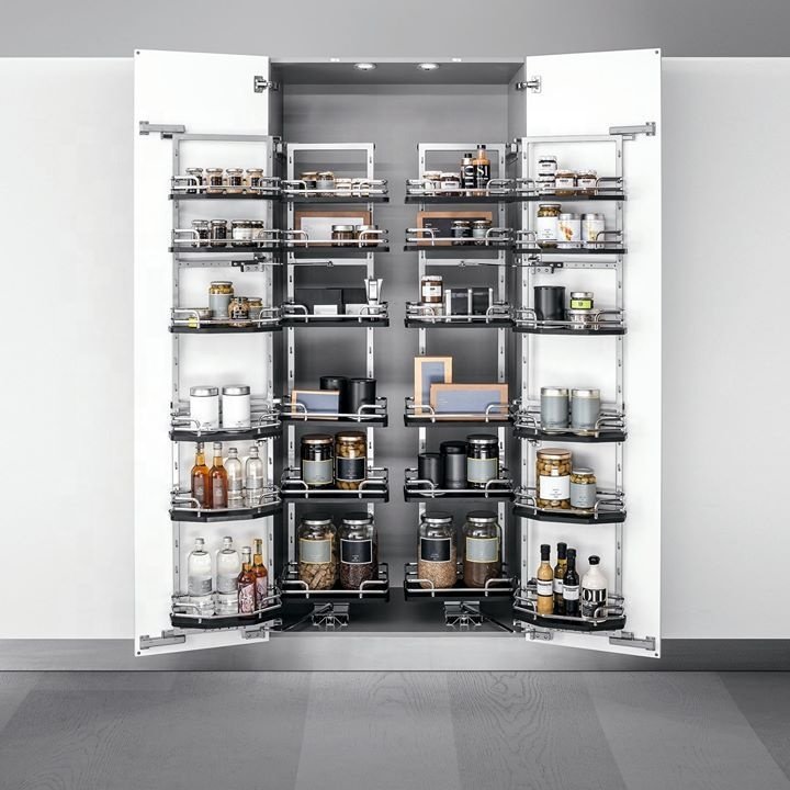 Stainless Steel Cabinet Organizer Pantry Unit Kitchen Pantry Unit Linkage Sliding Basket