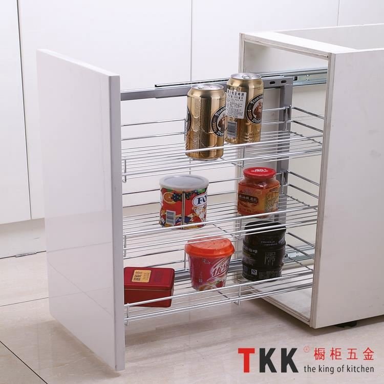TKK Cabinet Organizer Metal Accessories Sliding Drawer Kitchen Storage Basket Spice Rack Stainless Steel Pull out Wire Basket