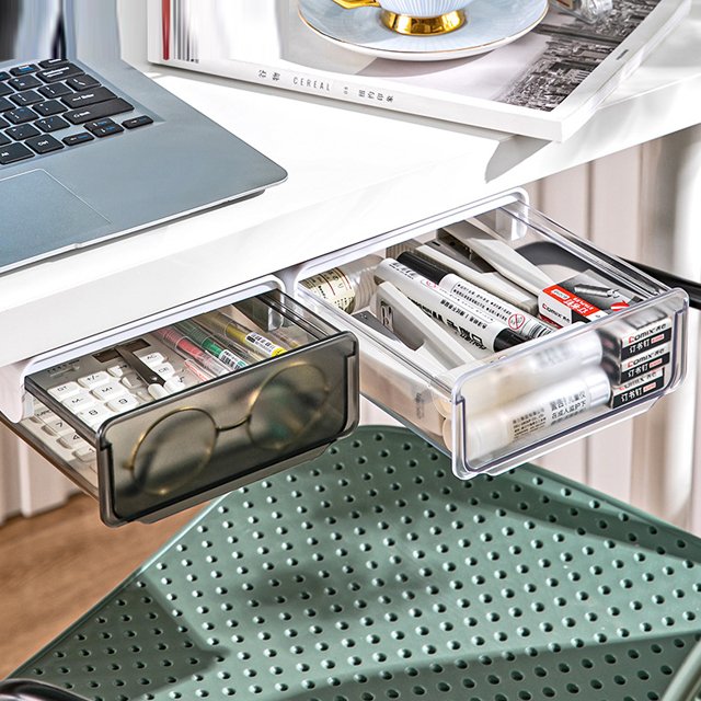JILEN- Under the table drawer desktop organizer office goodies stationery desk shelf