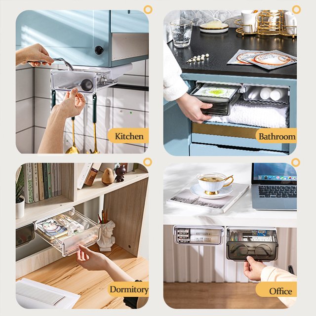 JILEN- Under the table drawer desktop organizer office goodies stationery desk shelf