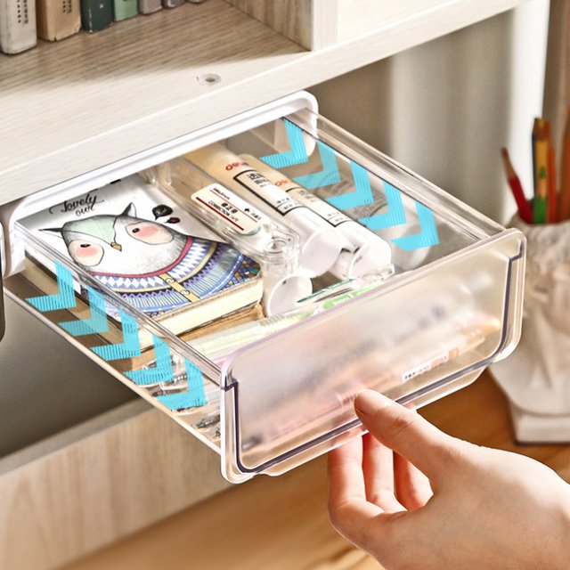 JILEN- Under the table drawer desktop organizer office goodies stationery desk shelf