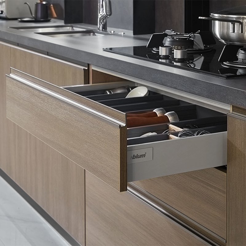 Kitchen Cabinets Teak Wood Industrial Modern Country Style Foshan Idea with Solid Environmental Friendly Apartment