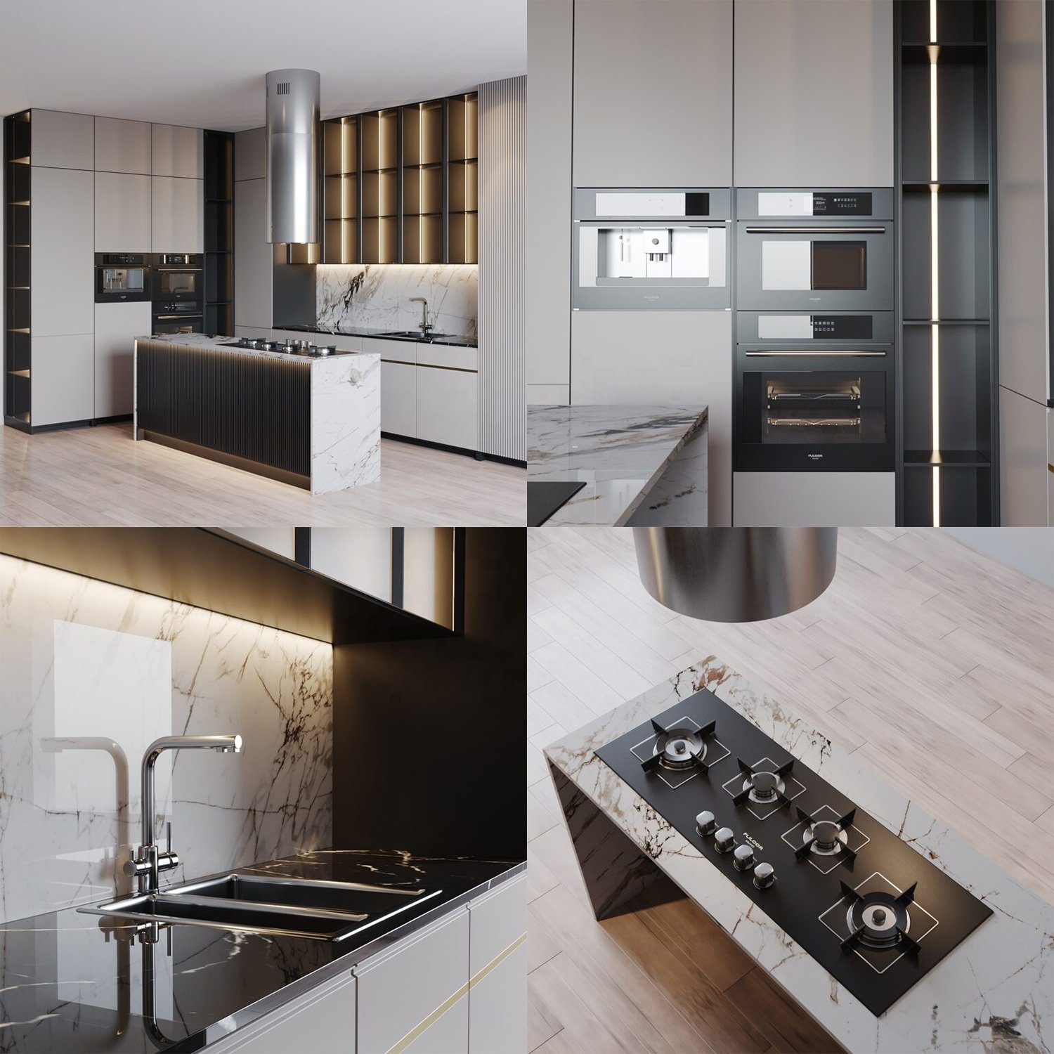 PA furniture luxury laminate wall kitchen storage cabinet