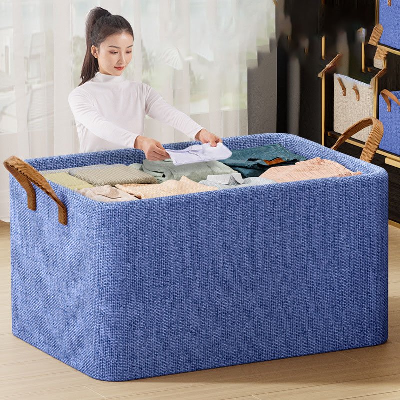 DS4086 Drawer Type Storage Bins with Metal Frame Foldable fabric storage baskets with Handles Wardrobe Storage Box for Clothes