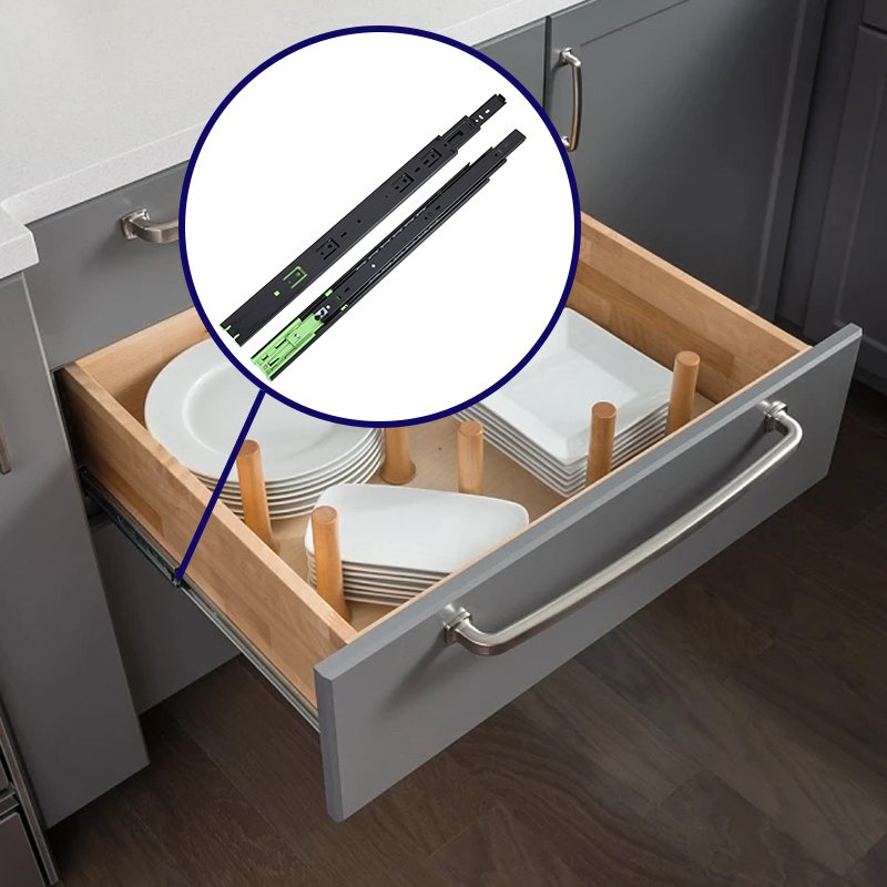 Wholesale New Design 3-Fold Drawer Slide Bayonet Full Extension Soft Close Wire Basket Drawer Slide