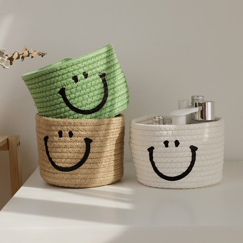 Small Mini Woven Baskets Round Cotton Rope Basket Little Storage Baskets for Organizing Bins Baby Toy Keys Snack Drawer Gifts