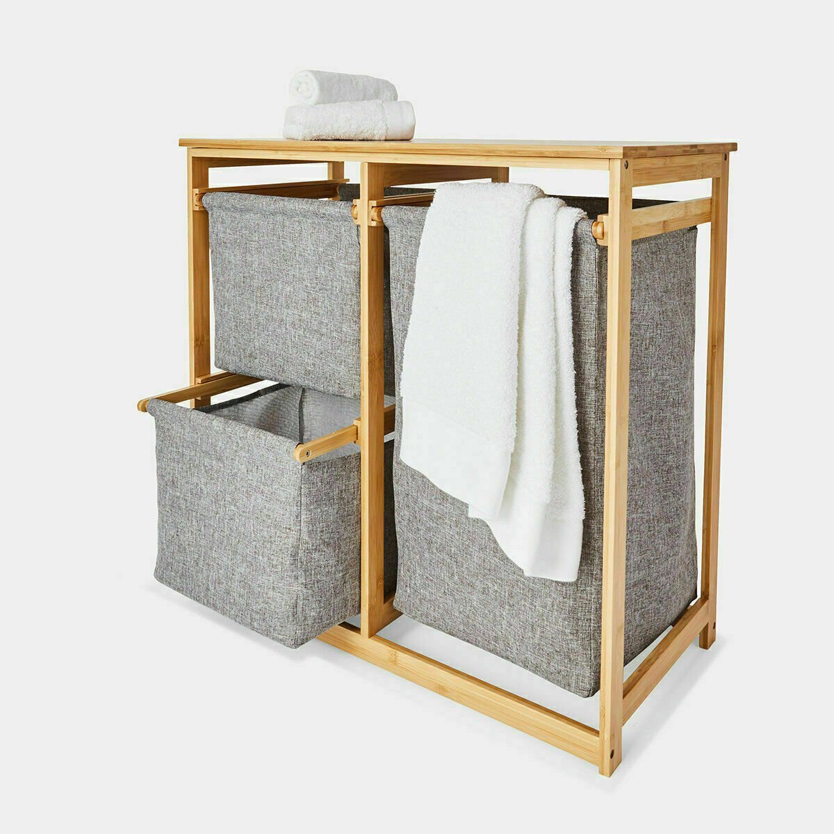 Bamboo Laundry Basket Laundry Sorter Hamper Collapsible Laundry Storage Organizer Drawer Clothing Bin Washing Basket Sorter