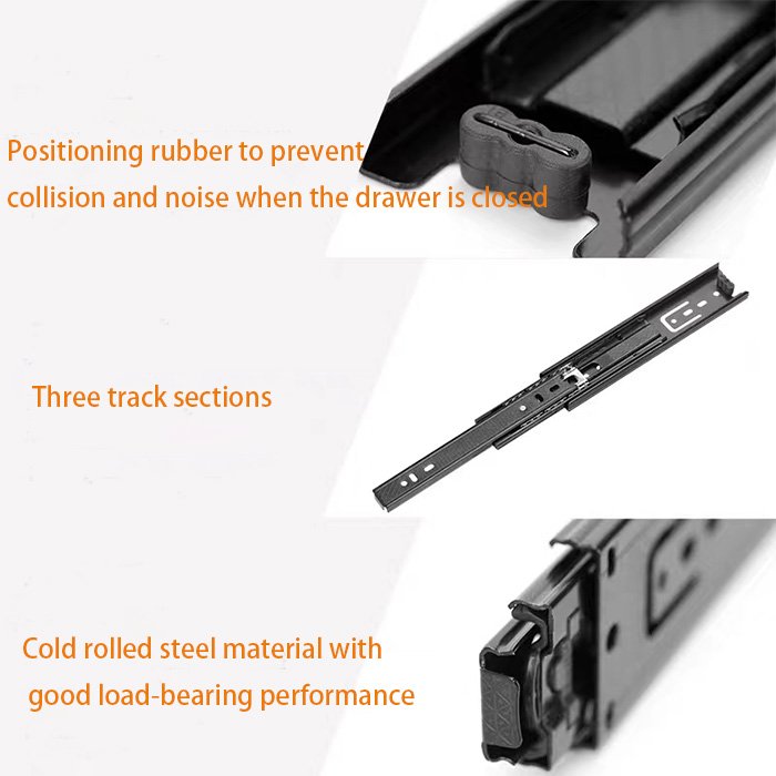 Telescopic Channel Ball Bearing Triple Extension Furniture Drawer Slide