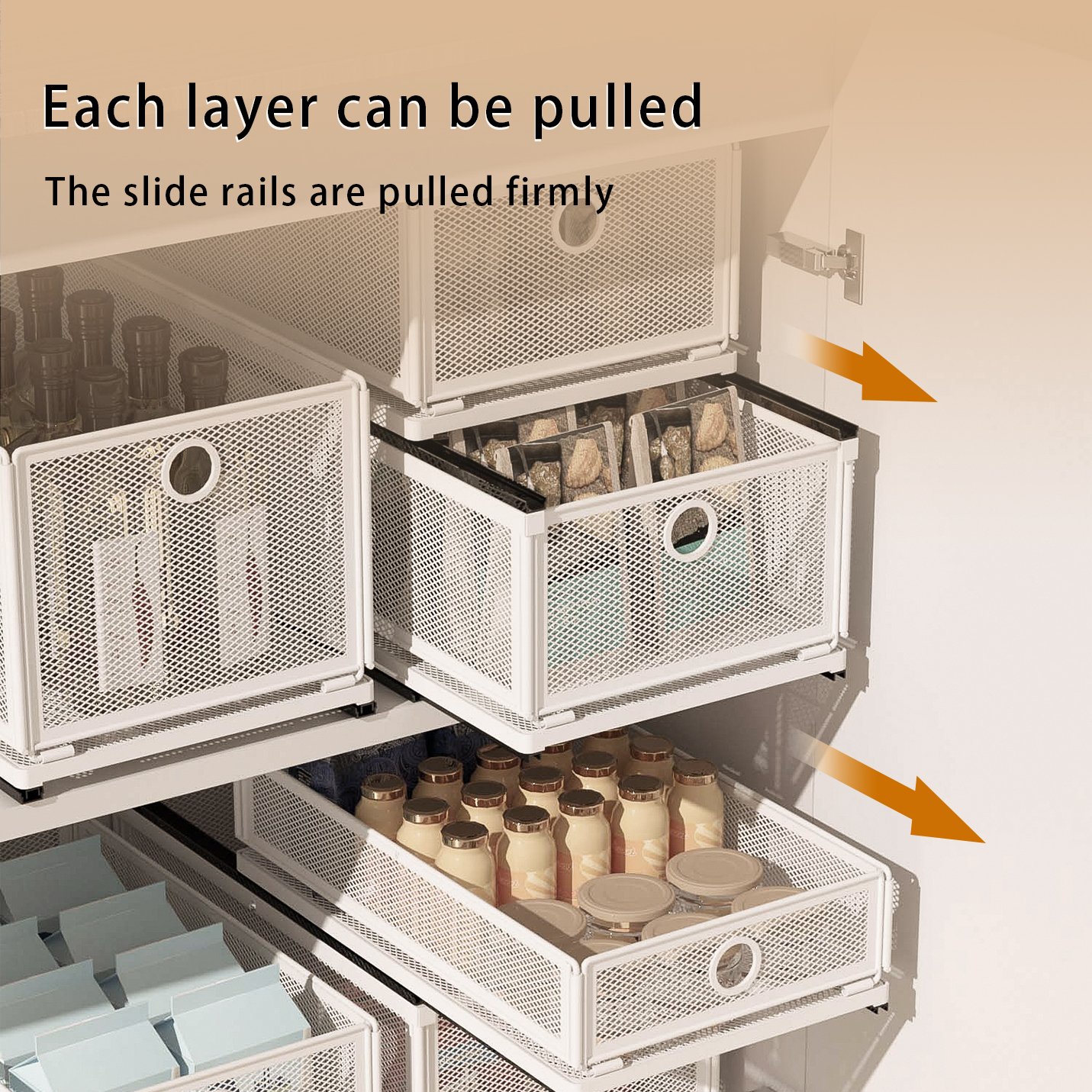 Stackable Drawer type home storage & organization storage cabinets rack holders metal wire basket storage racks shelving units