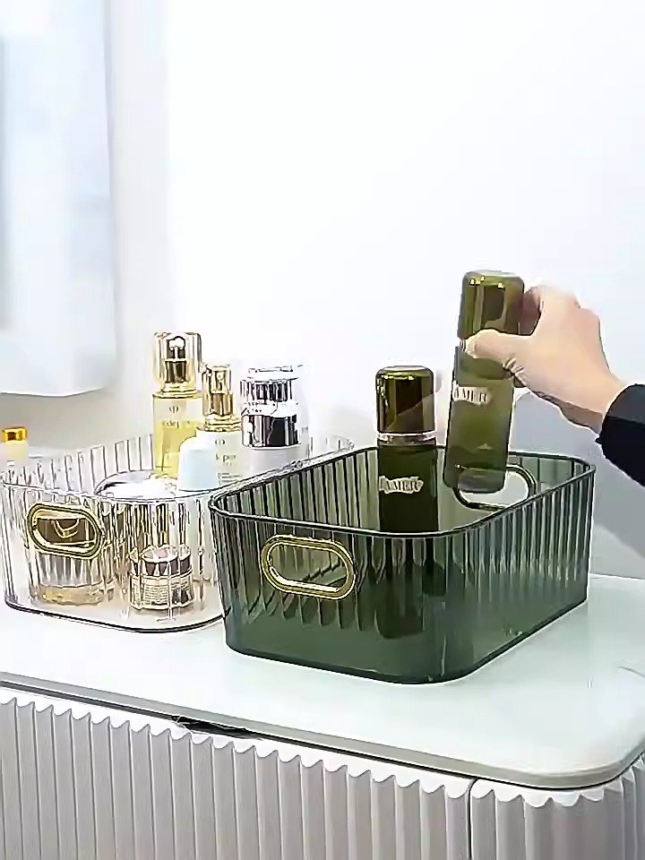 Promotional Household Plastic Desktop Storage Basket Drawer Cosmetic Storage Box Transparent Basket Storage Organizer