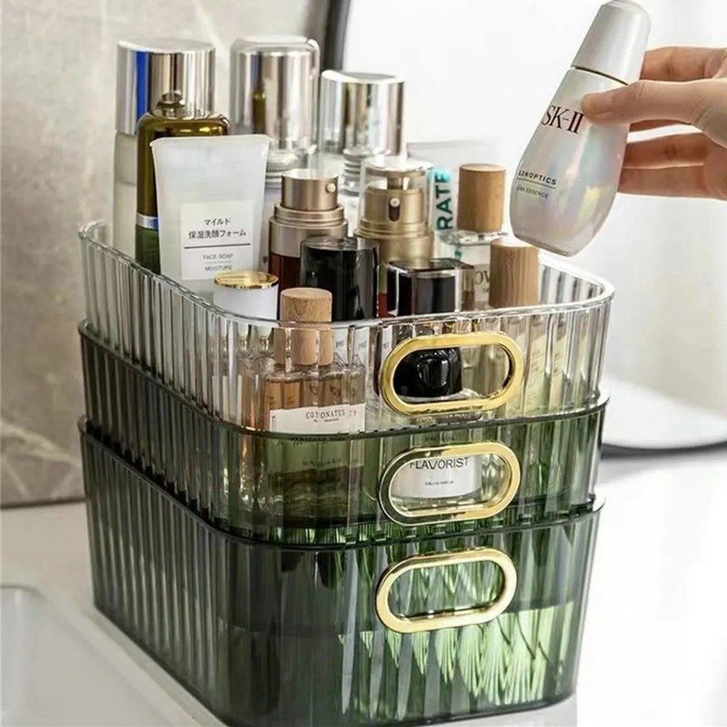 Promotional Household Plastic Desktop Storage Basket Drawer Cosmetic Storage Box Transparent Basket Storage Organizer