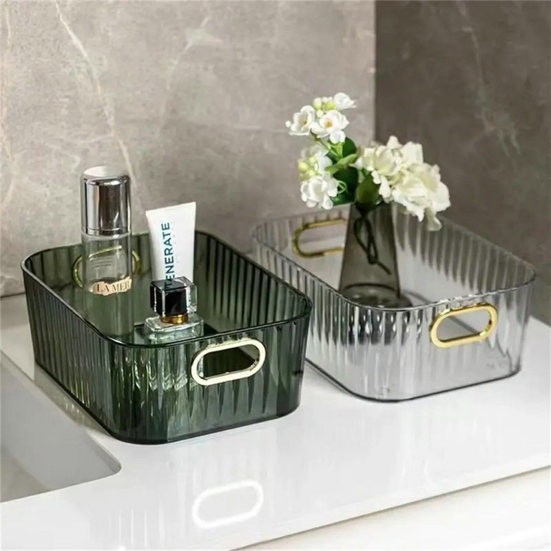 Promotional Household Plastic Desktop Storage Basket Drawer Cosmetic Storage Box Transparent Basket Storage Organizer
