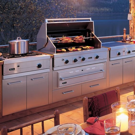 Outside Durable Waterproof Garden BBQ Metal Stainless Steel Outdoor Kitchen Cabinets