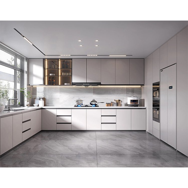 European italian style modern design white color lacquer plywood carcase mdf kitchen cupboard cabinet set for apartment villa